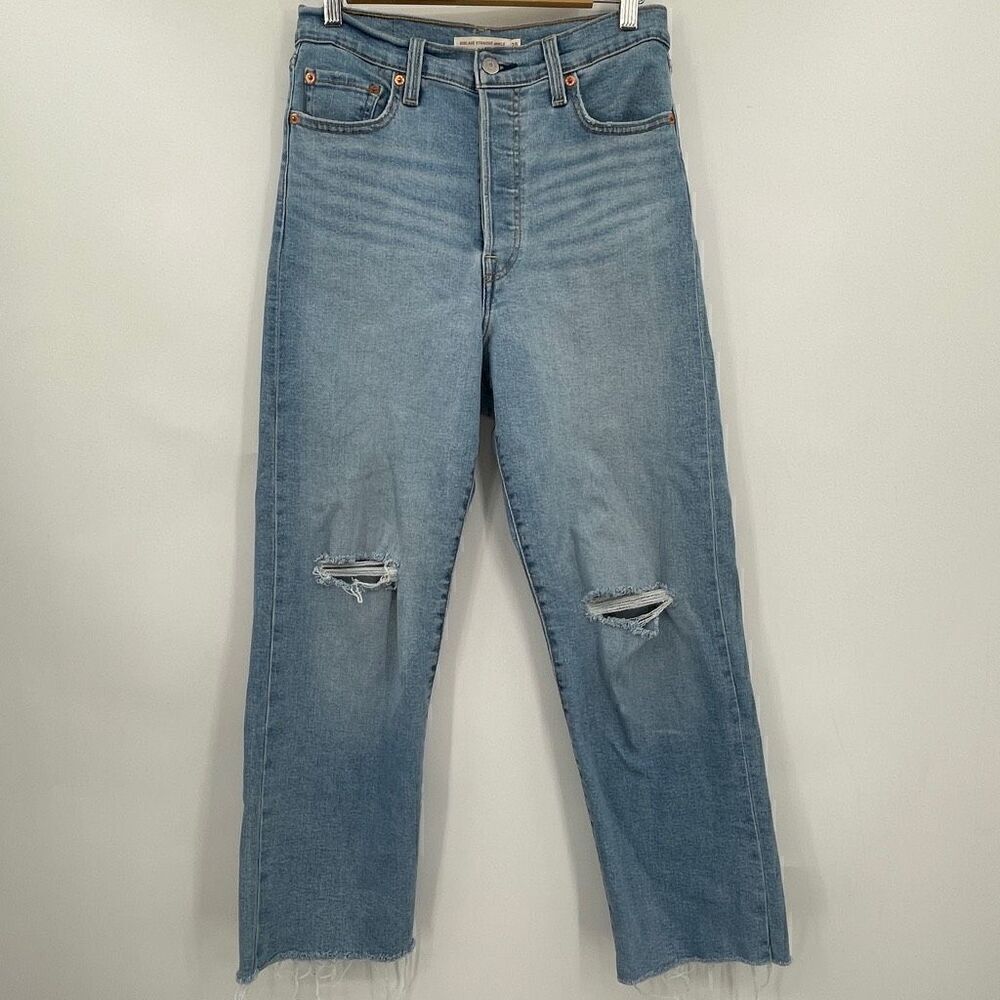 Levi’s Light Blue High Rise Ribcage Straight Ankle Denim Jeans Size 28